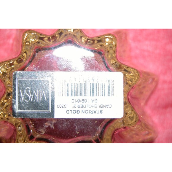 MIKASA STARION GOLD Candle Holder 3" Clear Glass Star Shape - Picture 3 of 3